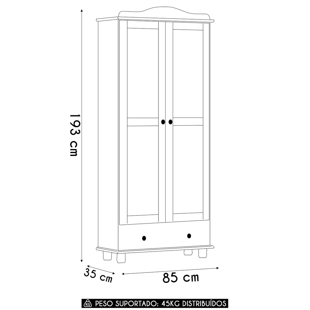 Cristaleira de Madeira 85cm 2 Portas de Vidro Rubia Freijó F07 - Mpozenato