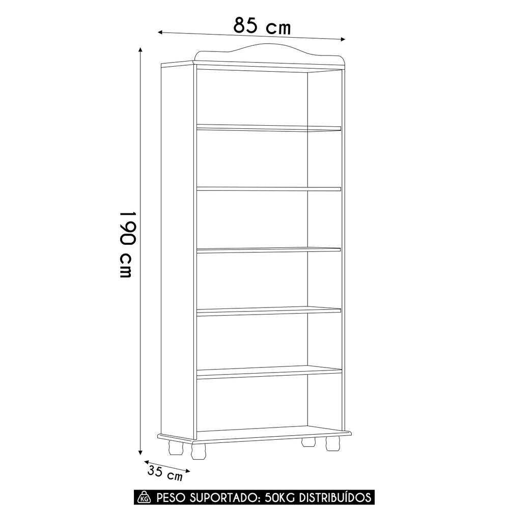 Estante Livreiro 85cm Com Prateleiras Pé Madeira Rubia Café F07 - Mpozenato
