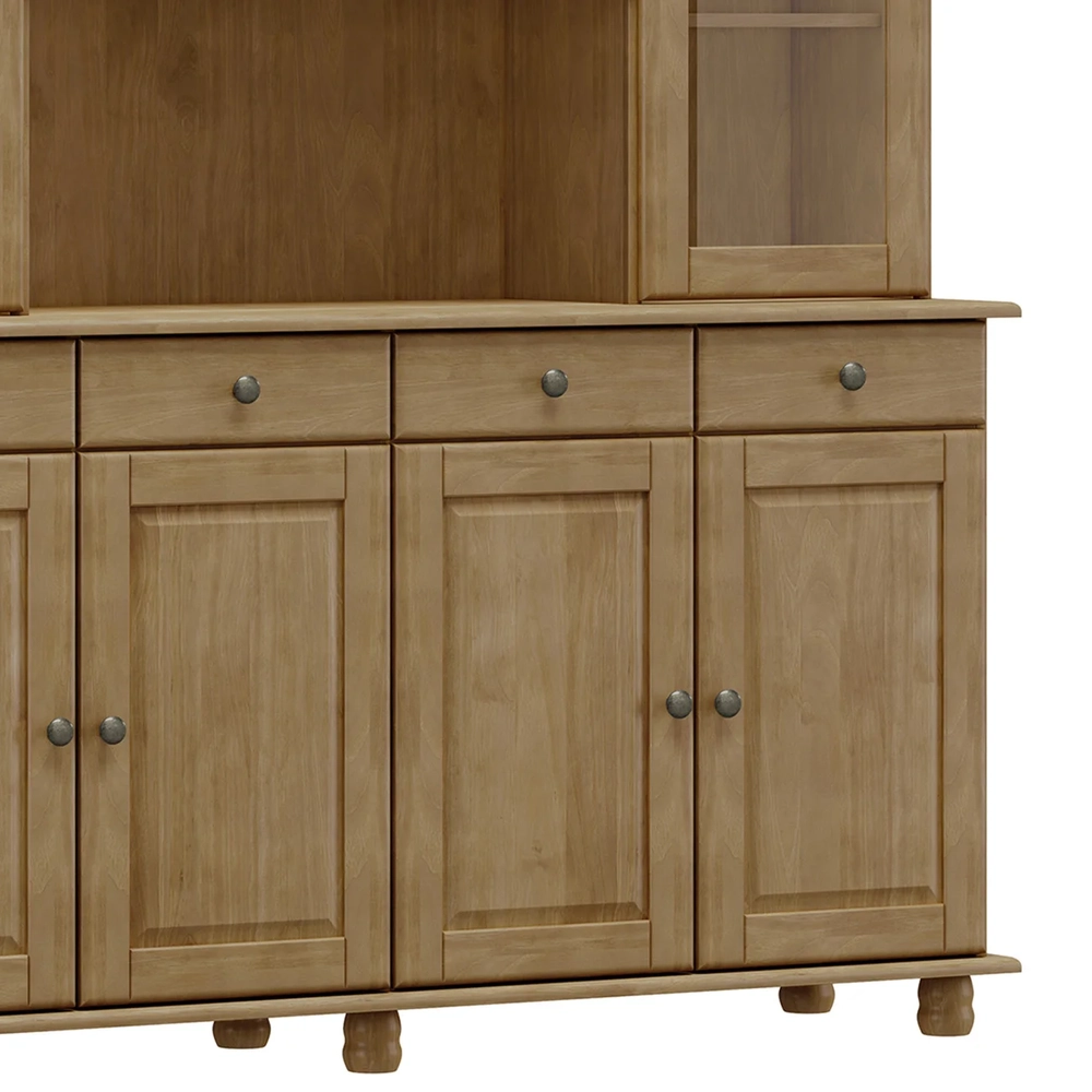 Cristaleira Portas Vidro 169cm Pé Madeira Rubia Freijó F07 - Mpozenato