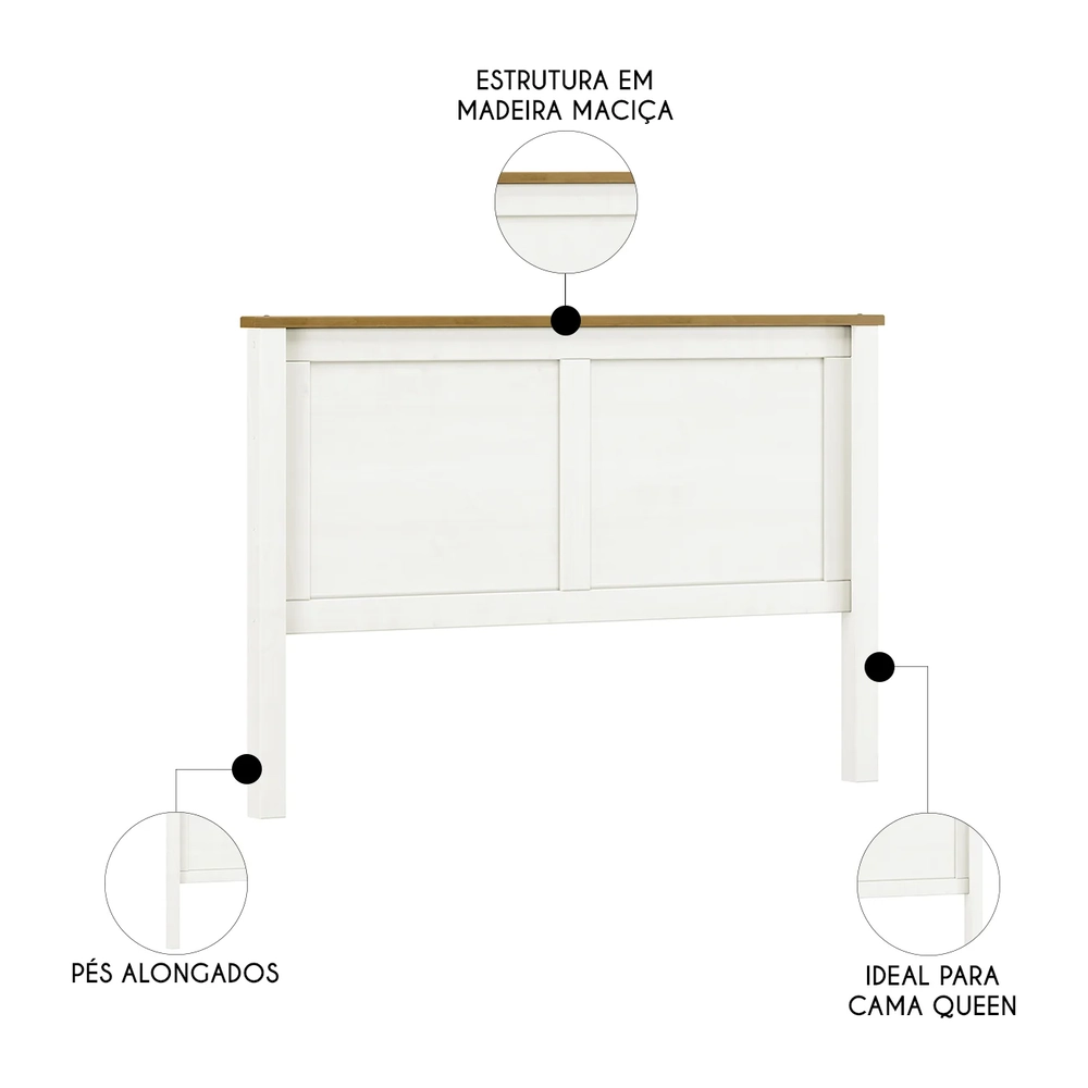 Cabeceira Cama Box Casal Queen 160cm Lázio Branco/Freijó F07 - Mpozenato