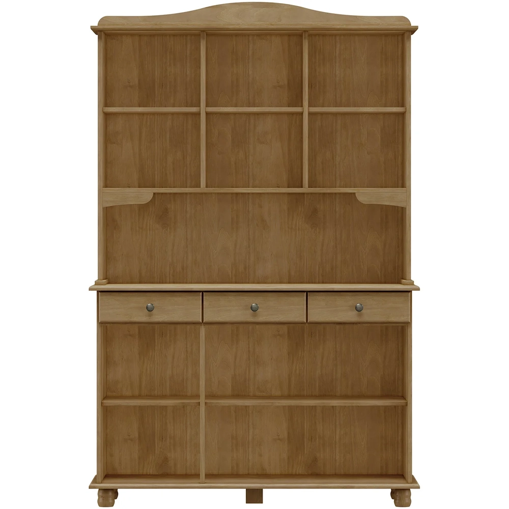 Cristaleira Portas de Vidro 129cm Pé Madeira Rubia Freijó F07 - Mpozenato