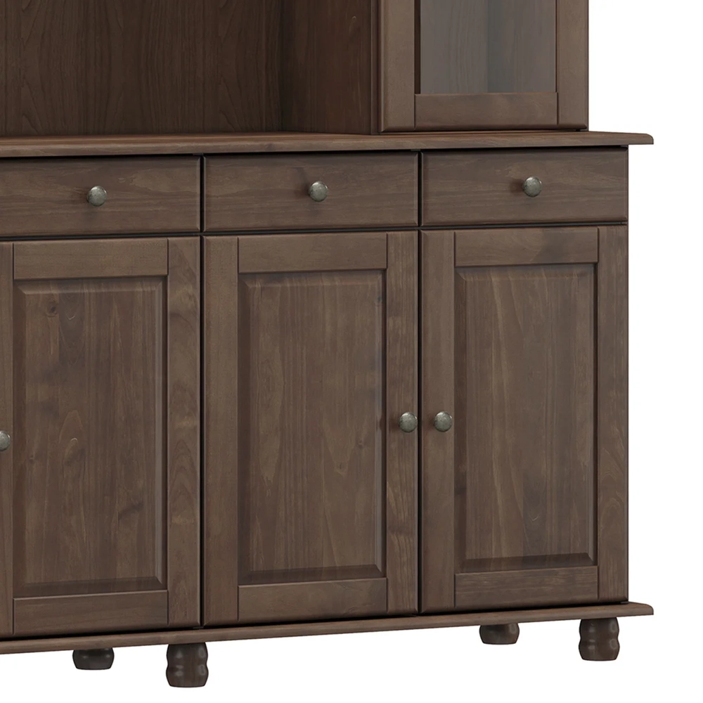 Cristaleira Portas Vidro 169cm Pé Madeira Rubia Café F07 - Mpozenato