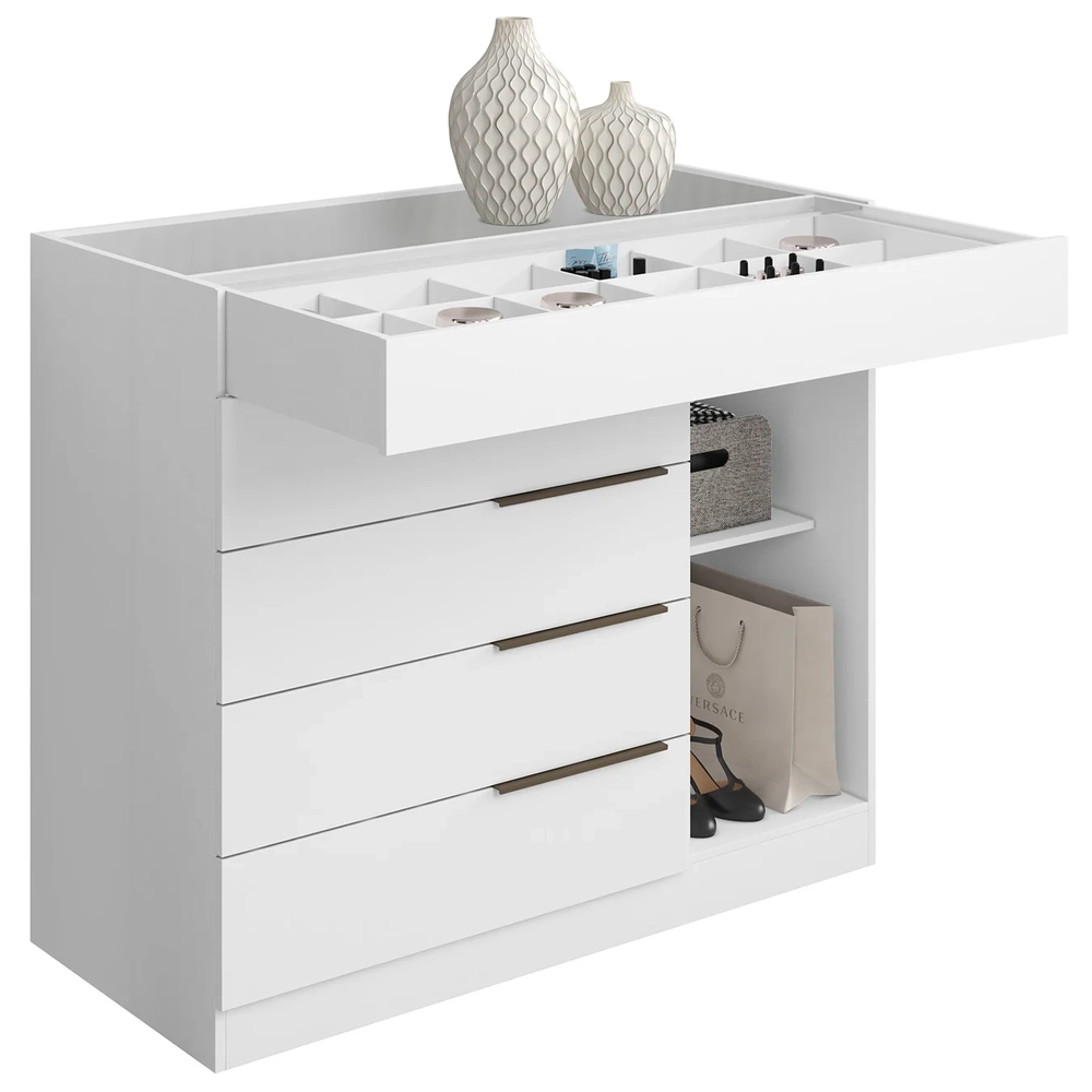 Cômoda Quarto de Solteiro 111cm 5 Gavetas Amel Branco A15  - Mpozenato 