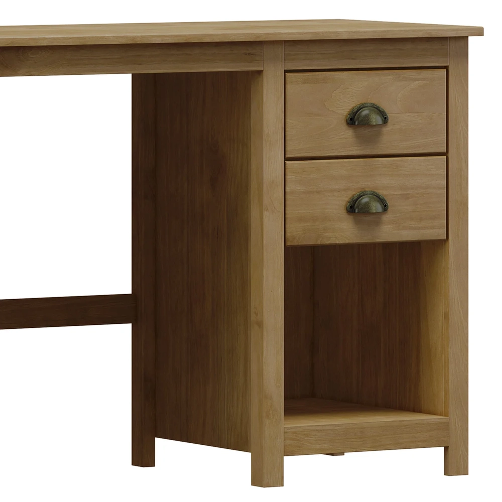 Escrivaninha 110cm 2 Gavetas Home Office Lázio Freijó F07   - Mpozenato