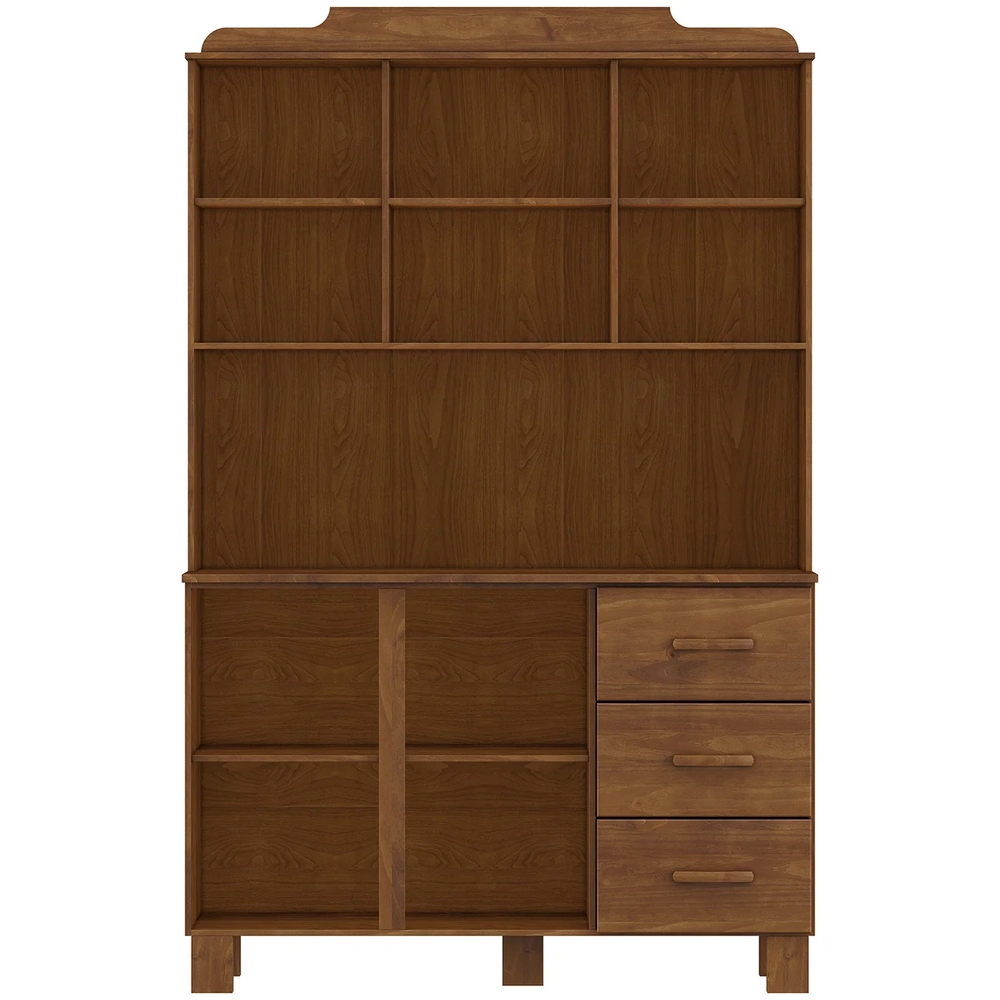 Armário de Cozinha Cristaleira 123cm 4 Portas Giana Castanho F07 - Mpozenato