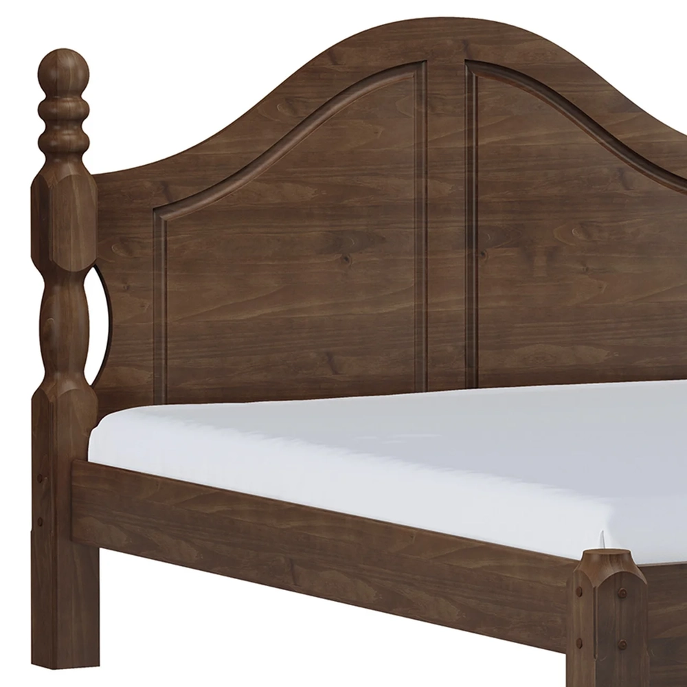 Cama Casal Clássica Queen 160cm Pé Madeira Eduarda Café F07 - Mpozenato