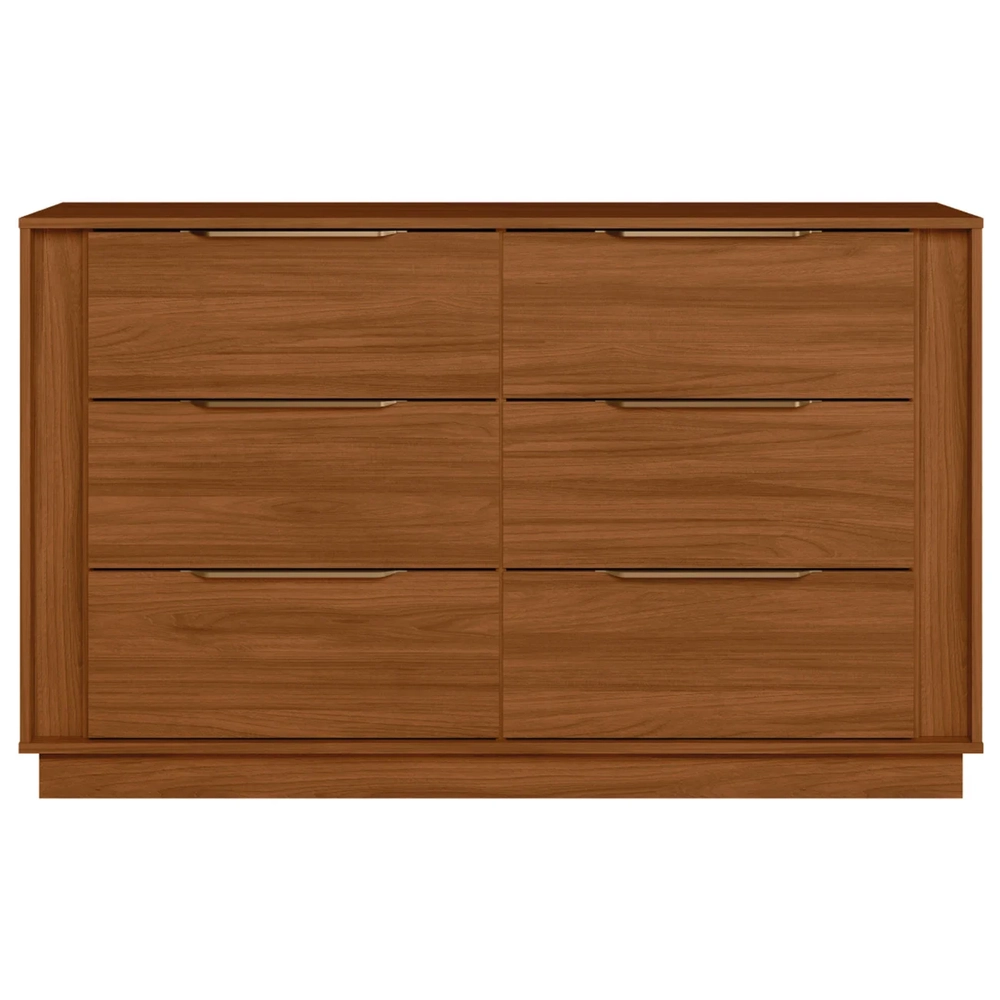 Cômoda Quarto 130cm Casal com 6 Gavetas Dino Nogueira D02   - Mpozenato