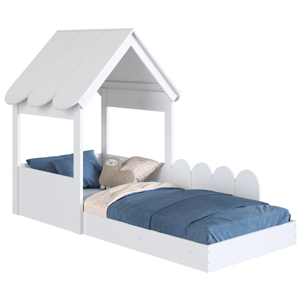 Cama Solteiro Infantil Montessoriana Casinha Nana Branco C06 - Mpozenato