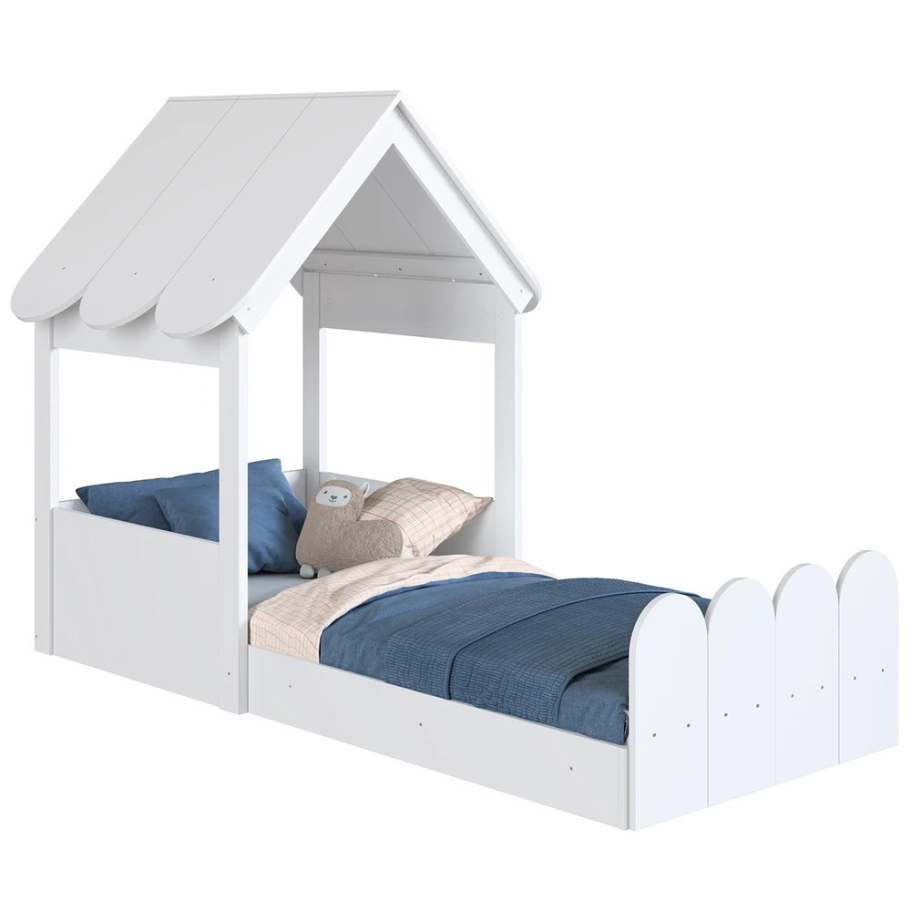 Cama Solteiro Infantil Montessoriana Casinha Nana Branco C06 - Mpozenato