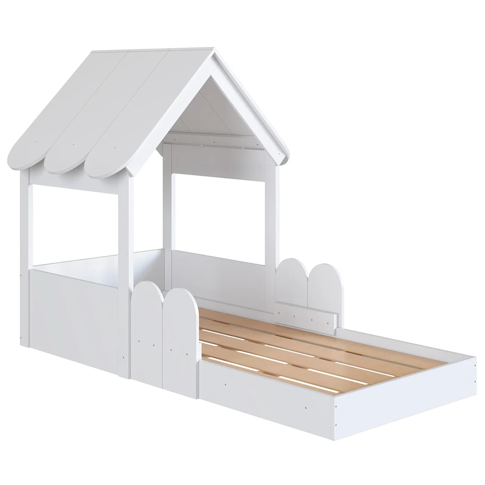 Cama Solteiro Infantil Montessoriana Casinha Nana Branco C06 - Mpozenato