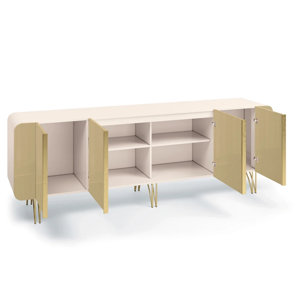 Balcão Aparador Buffet Com 4 Portas Piacente Off/Champanhe H01 - Mpozenato