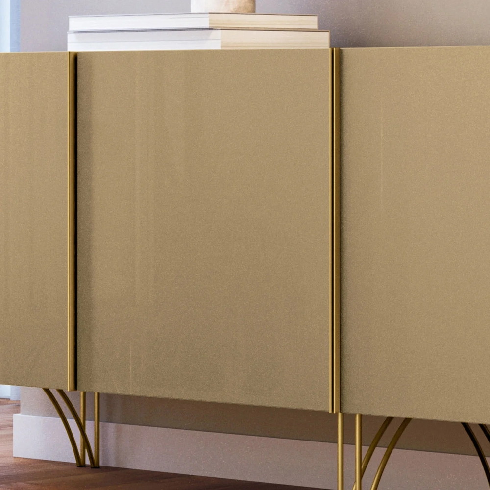 Balcão Aparador Buffet Com 4 Portas Piacente Off/Champanhe H01 - Mpozenato