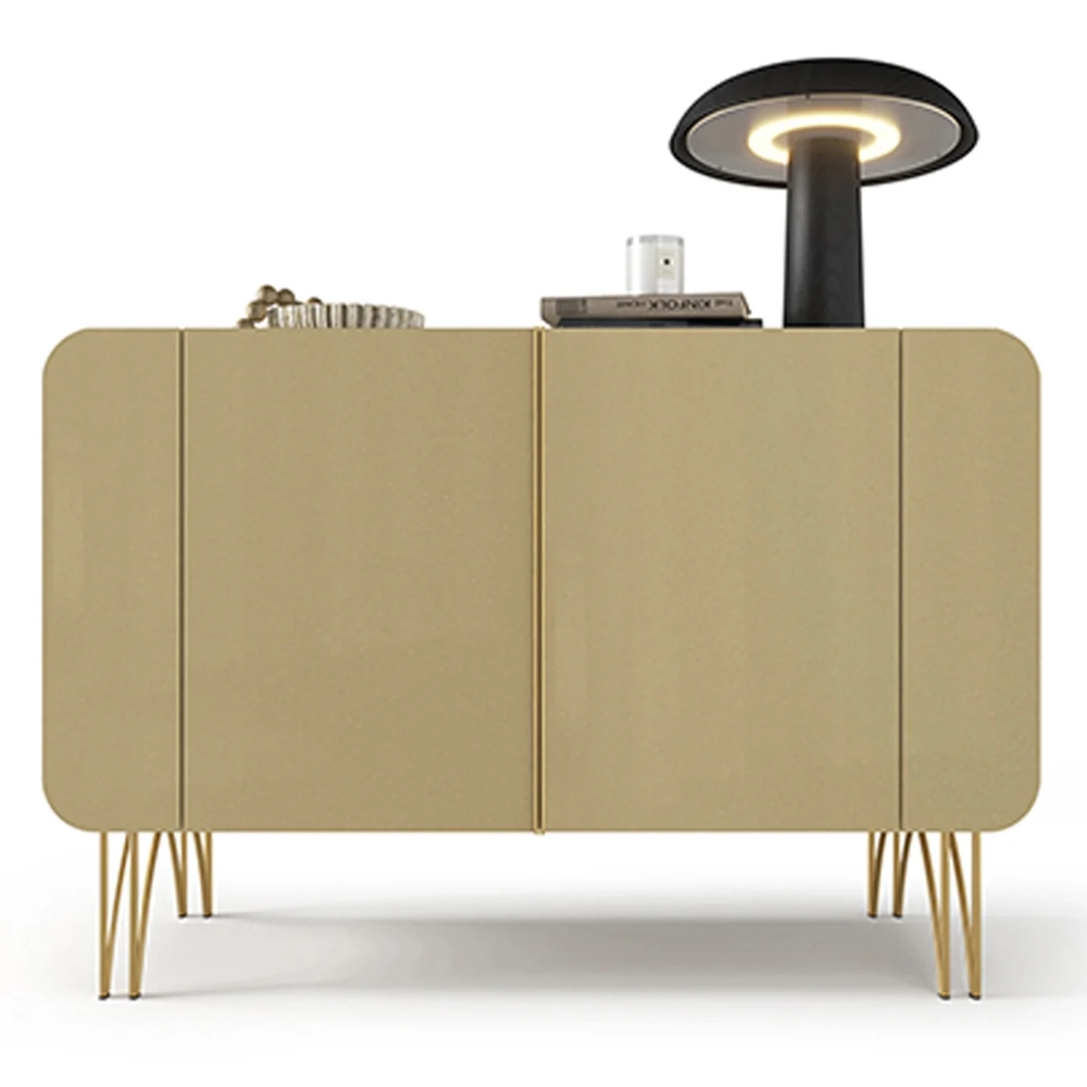 Balcão Aparador Buffet 2 Portas Pé Metal Benvy Off/Champanhe H01 - Mpozenato