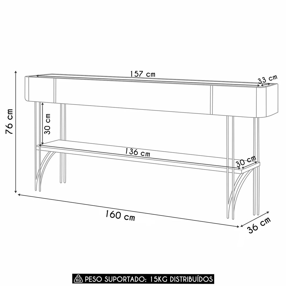 Aparador Para Sala de Estar Pés de Aço Gianni Off/Champanhe H01 - Mpozenato