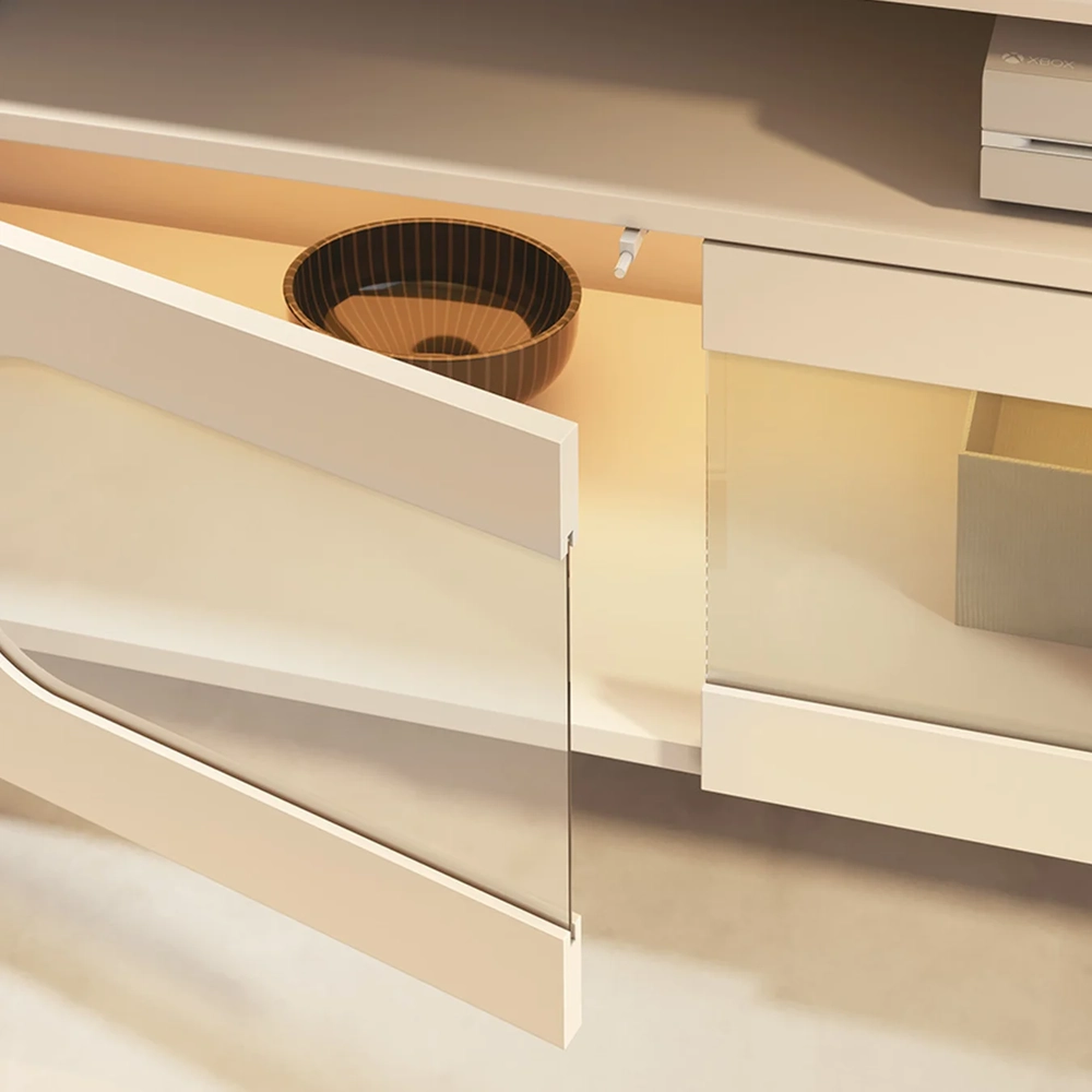 Painel TV 85 Pol e Rack Bancada Dalya Off/Cinamomo H01 - Mpozenato