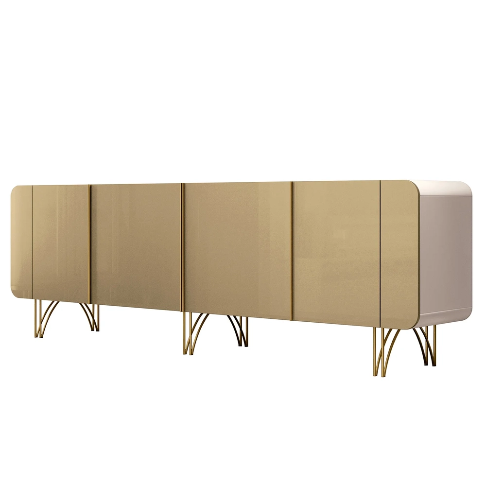 Balcão Buffet Piacente Com Cristaleira Alvora Off/Champanhe H01 - Mpozenato