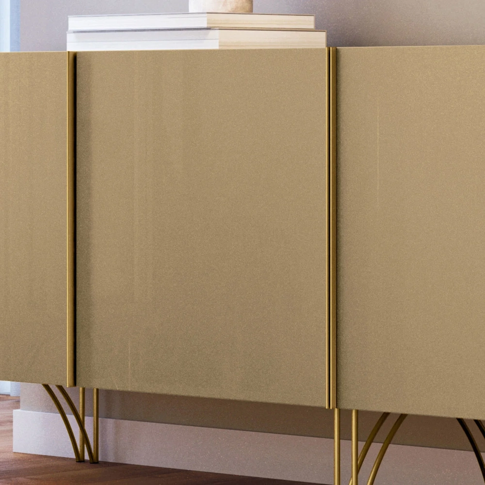 Balcão Buffet Piacente Com Cristaleira Alvora Off/Champanhe H01 - Mpozenato