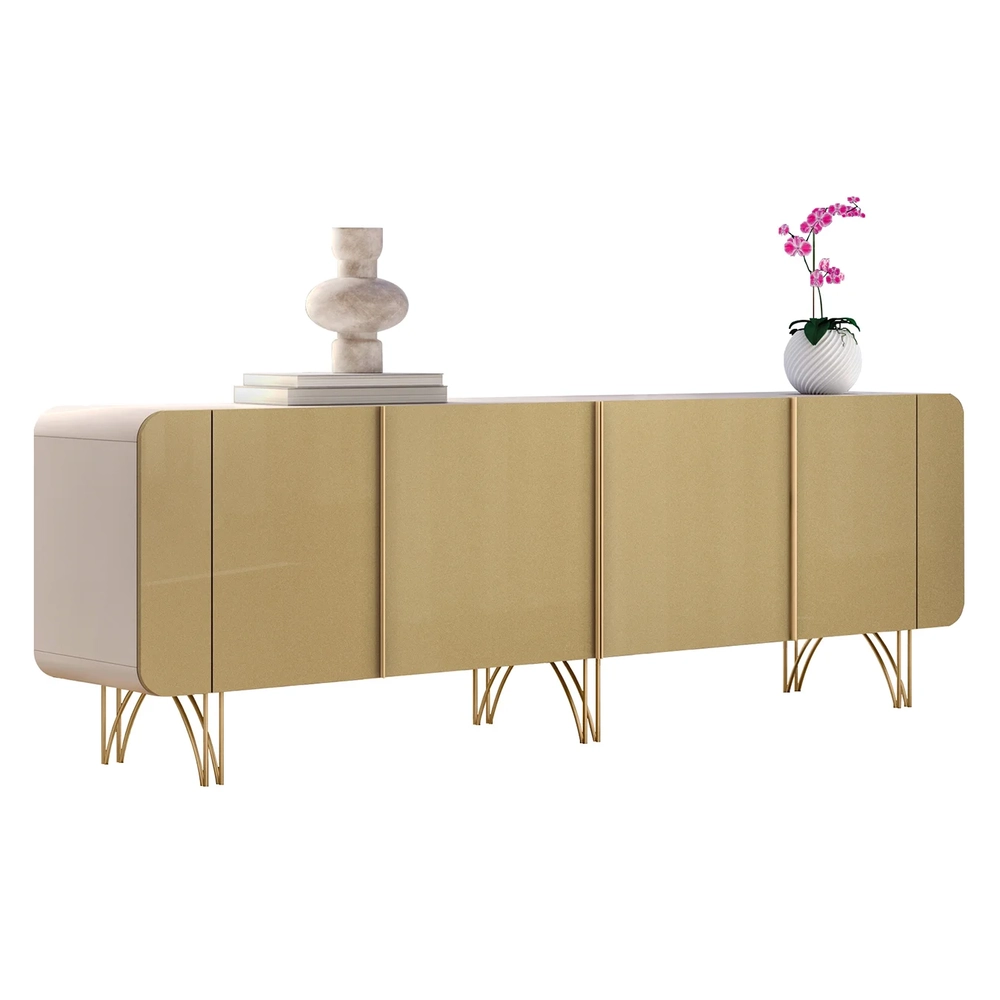 Balcão Aparador Buffet Para Sala Piacente e Benvy Off/Champanhe H01 - Mpozenato