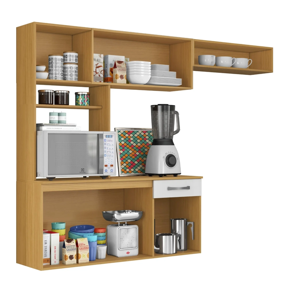 Armário de Cozinha Compacta 180cm Maxyn Cinamomo/Branco A15 - Mpozenato 