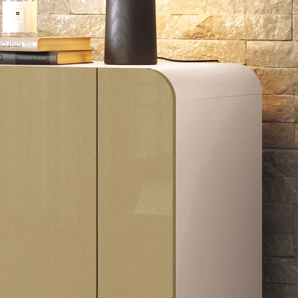 Balcão Aparador Buffet 2 Portas Pé Metal Benvenuto Off/Champanhe - HB Móveis