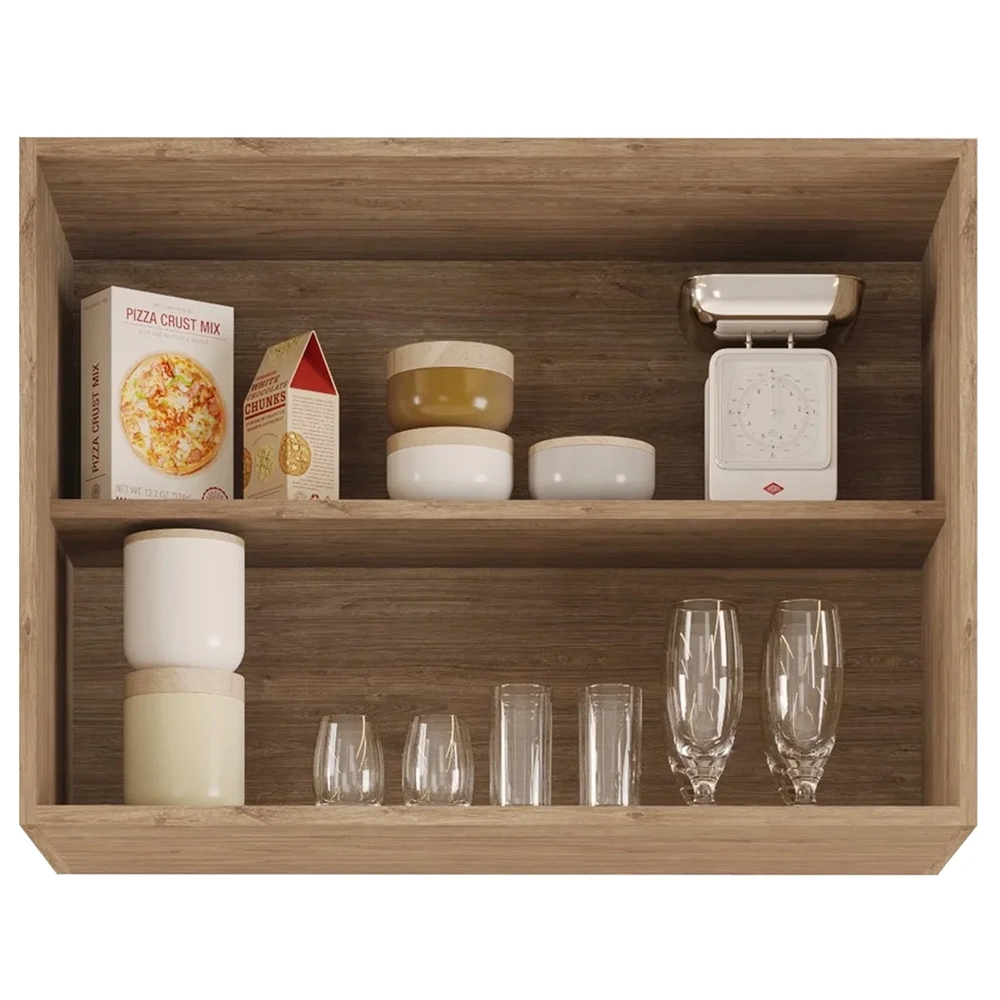 Armário de Cozinha Aéreo 80cm Com 2 Portas Andréia Amêndoa/Branco - AJL Móveis