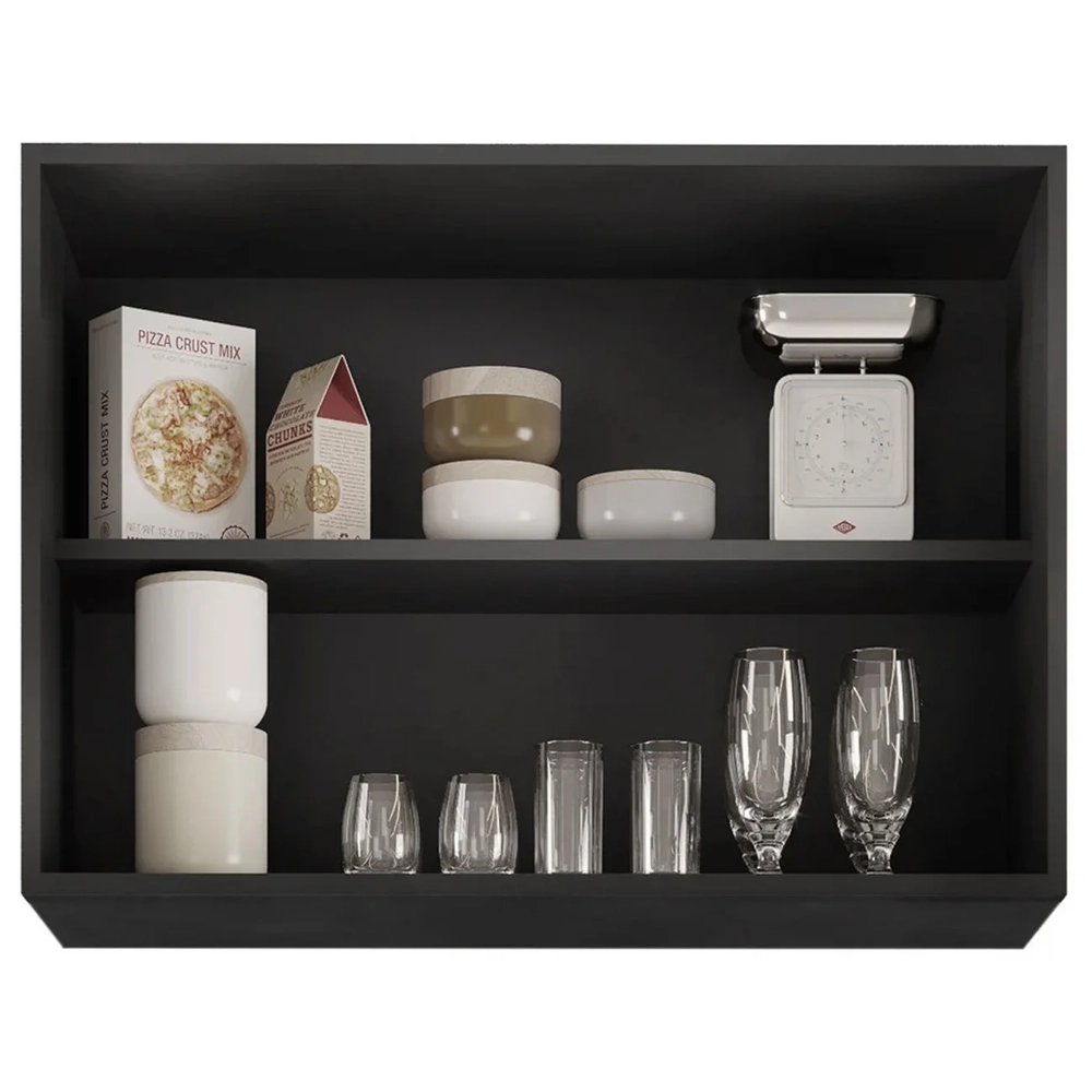 Armário de Cozinha Aéreo 80cm Com 2 Portas Andréia Preto    - AJL Móveis