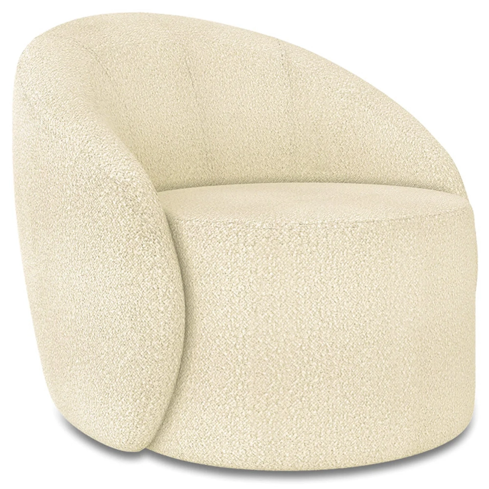 Poltrona Sala Decorativa Redonda Kit 2 Steve Boucle Bege I01  - Mpozenato