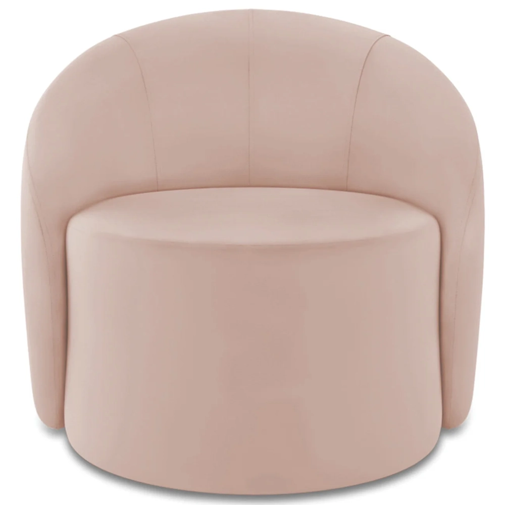 Poltrona Sala Decorativa Redonda 91cm Steve Veludo Rose I01  - Mpozenato