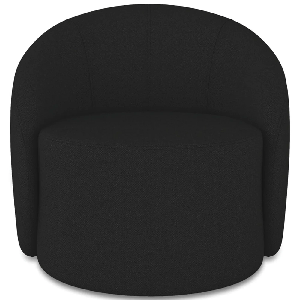 Poltrona Sala Decorativa Redonda Kit 2 Steve Linho Preto I01  - Mpozenato