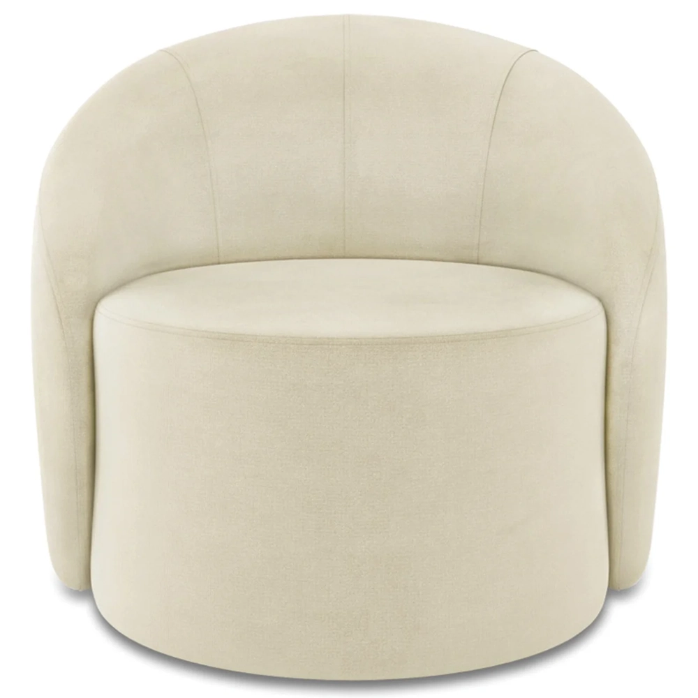 Poltrona Sala Giratória Redonda 91cm Steve Suede Bege I01  - Mpozenato