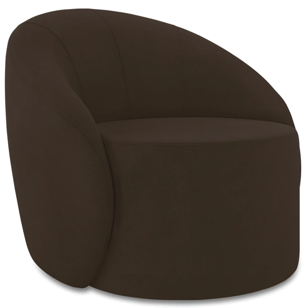 Poltrona Sala Decorativa Redonda Kit 2 Steve Suede Marrom I01  - Mpozenato