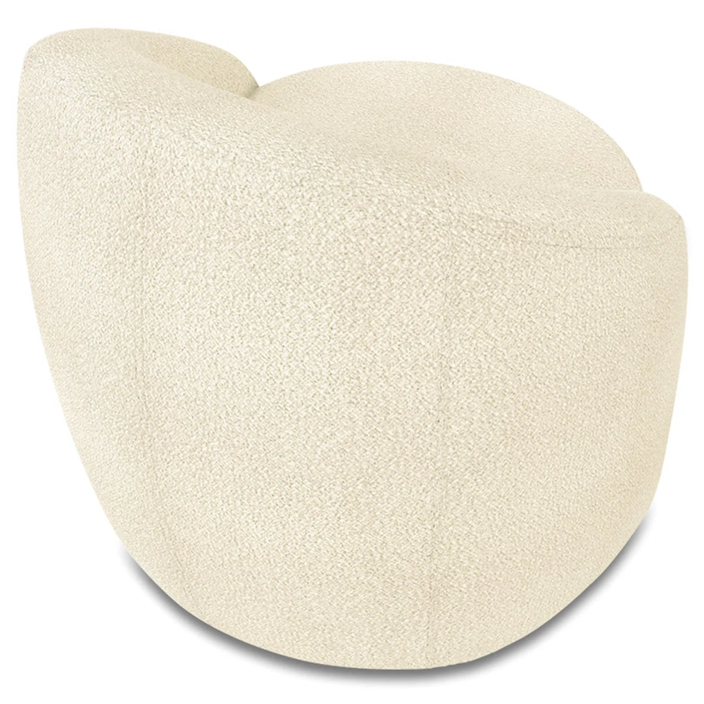 Poltrona Sala Decorativa Redonda 91cm Steve Boucle Bege I01  - Mpozenato