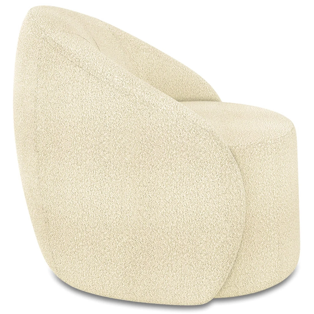 Poltrona Sala Decorativa Redonda 91cm Steve Boucle Bege I01  - Mpozenato