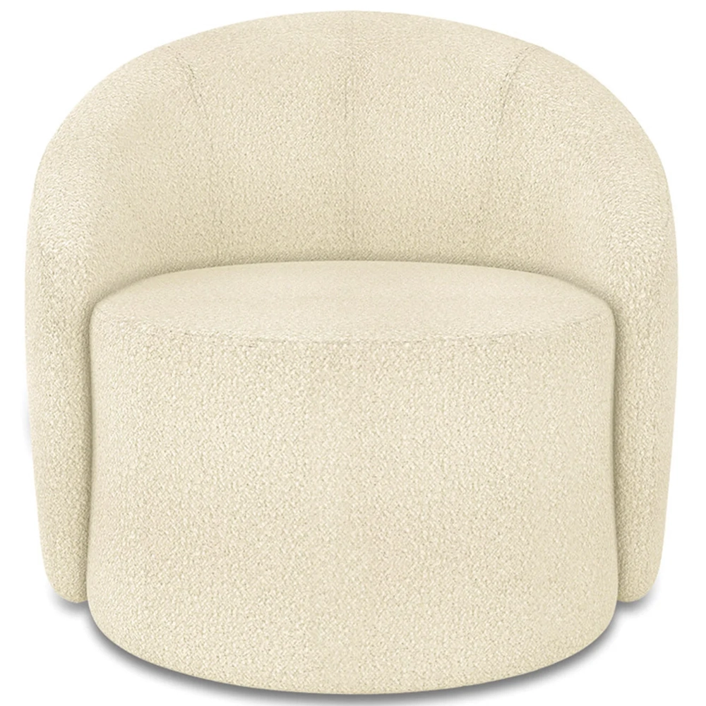 Poltrona Sala Decorativa Redonda 91cm Steve Boucle Bege I01  - Mpozenato
