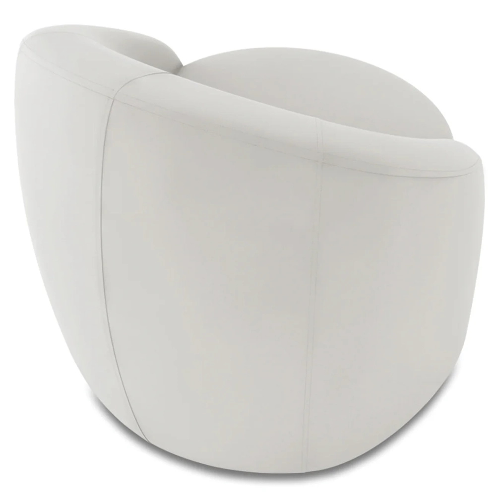 Poltrona Sala Decorativa Redonda 91cm Steve Veludo Cinza I01  - Mpozenato