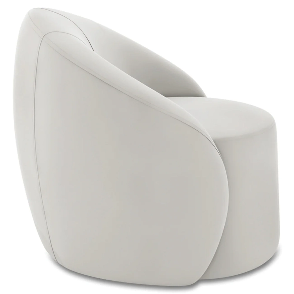 Poltrona Sala Decorativa Redonda 91cm Steve Veludo Cinza I01  - Mpozenato