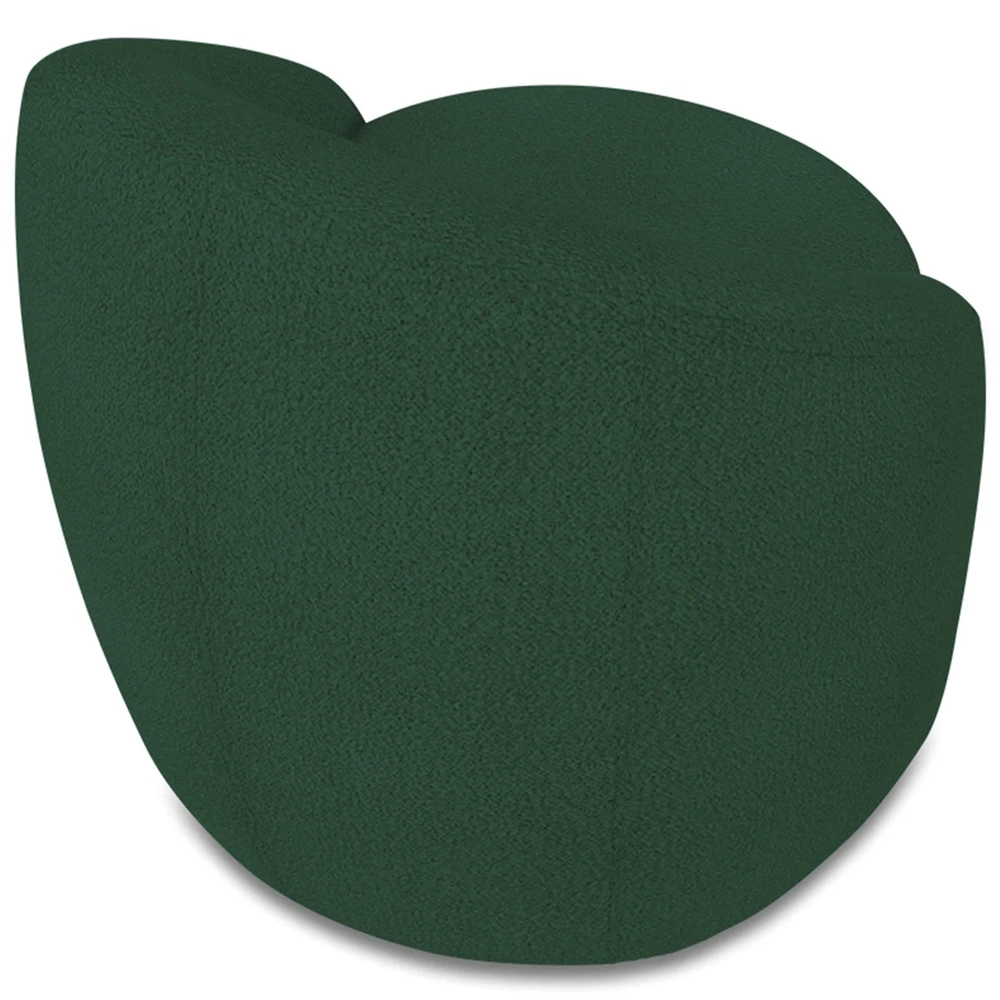 Poltrona Sala Giratória Redonda Kit 2 Steve Boucle Verde I01  - Mpozenato