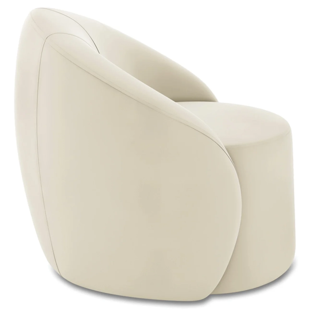 Poltrona Sala Decorativa Redonda 91cm Steve Veludo Bege I01  - Mpozenato