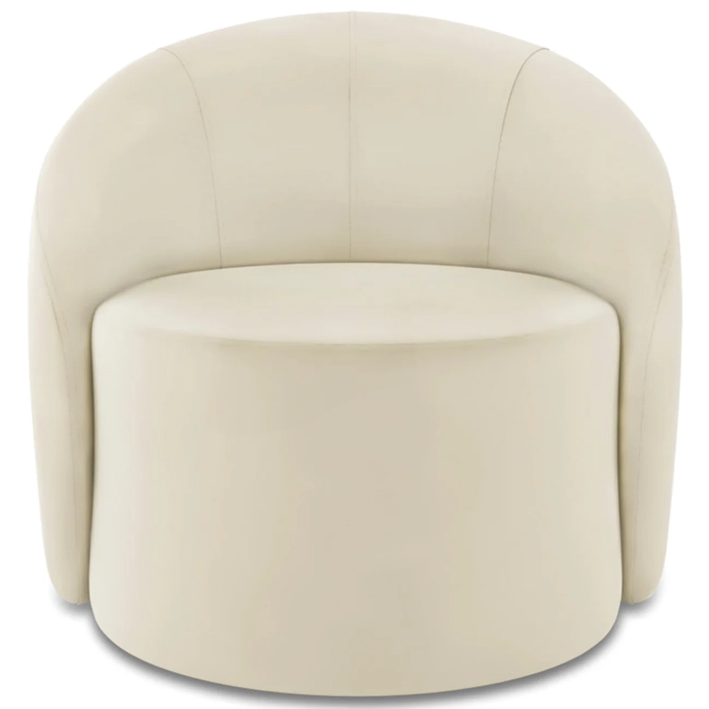 Poltrona Sala Decorativa Redonda 91cm Steve Veludo Bege I01  - Mpozenato