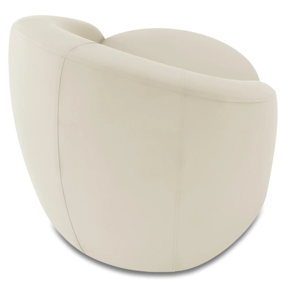 Poltrona Sala Decorativa Redonda 91cm Steve Veludo Bege I01  - Mpozenato