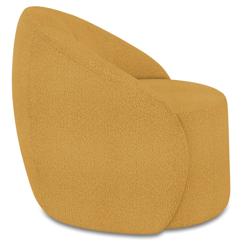Poltrona Sala Decorativa Redonda 91cm Steve Boucle Mostarda I01  - Mpozenato