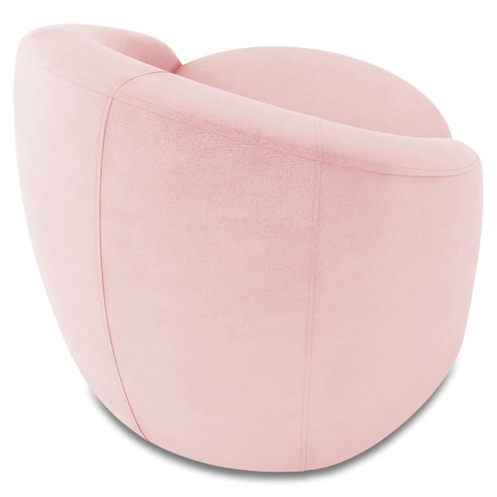 Poltrona Sala Decorativa Redonda Kit 2 Steve Suede Rosa Bebê I01  - Mpozenato