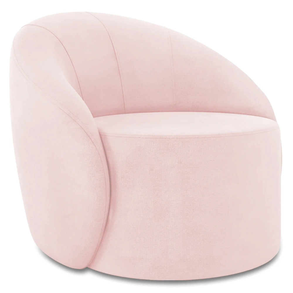 Poltrona Sala Decorativa Redonda Kit 2 Steve Suede Rosa Bebê I01  - Mpozenato