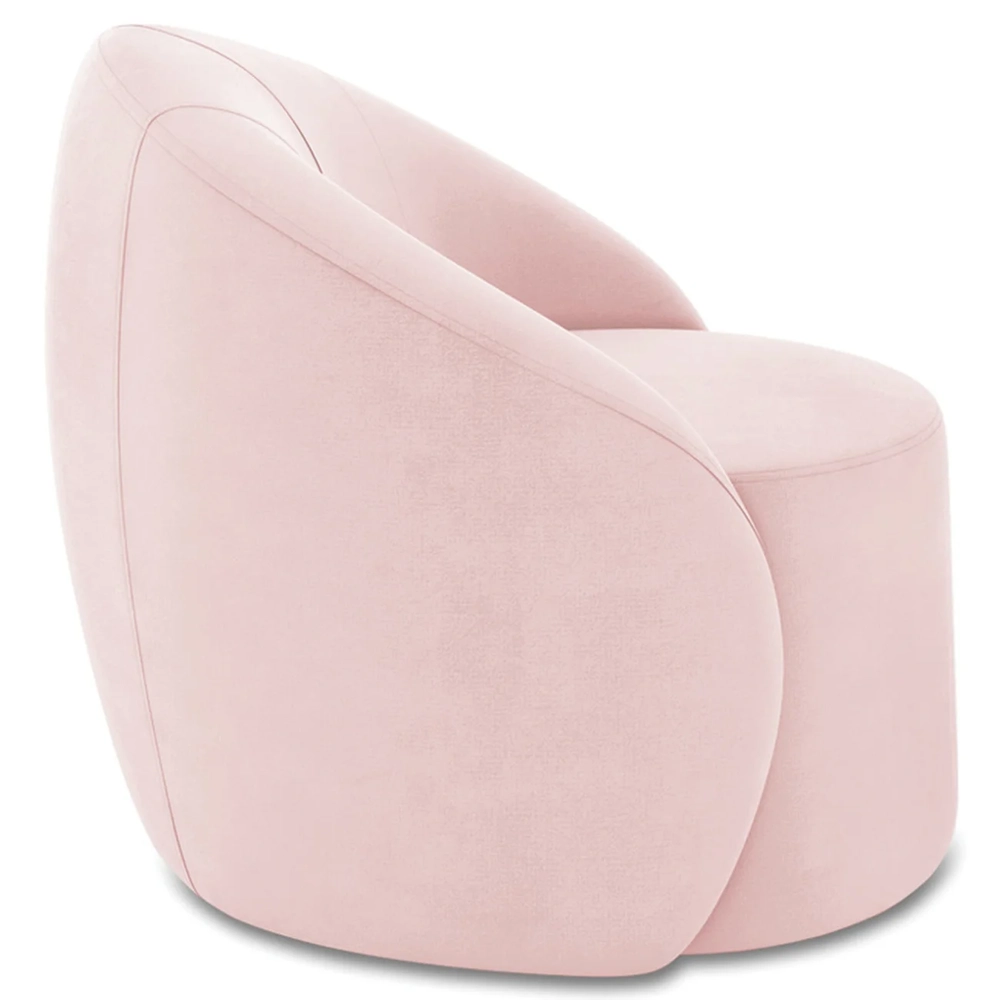 Poltrona Sala Decorativa Redonda Kit 2 Steve Suede Rosa Bebê I01  - Mpozenato