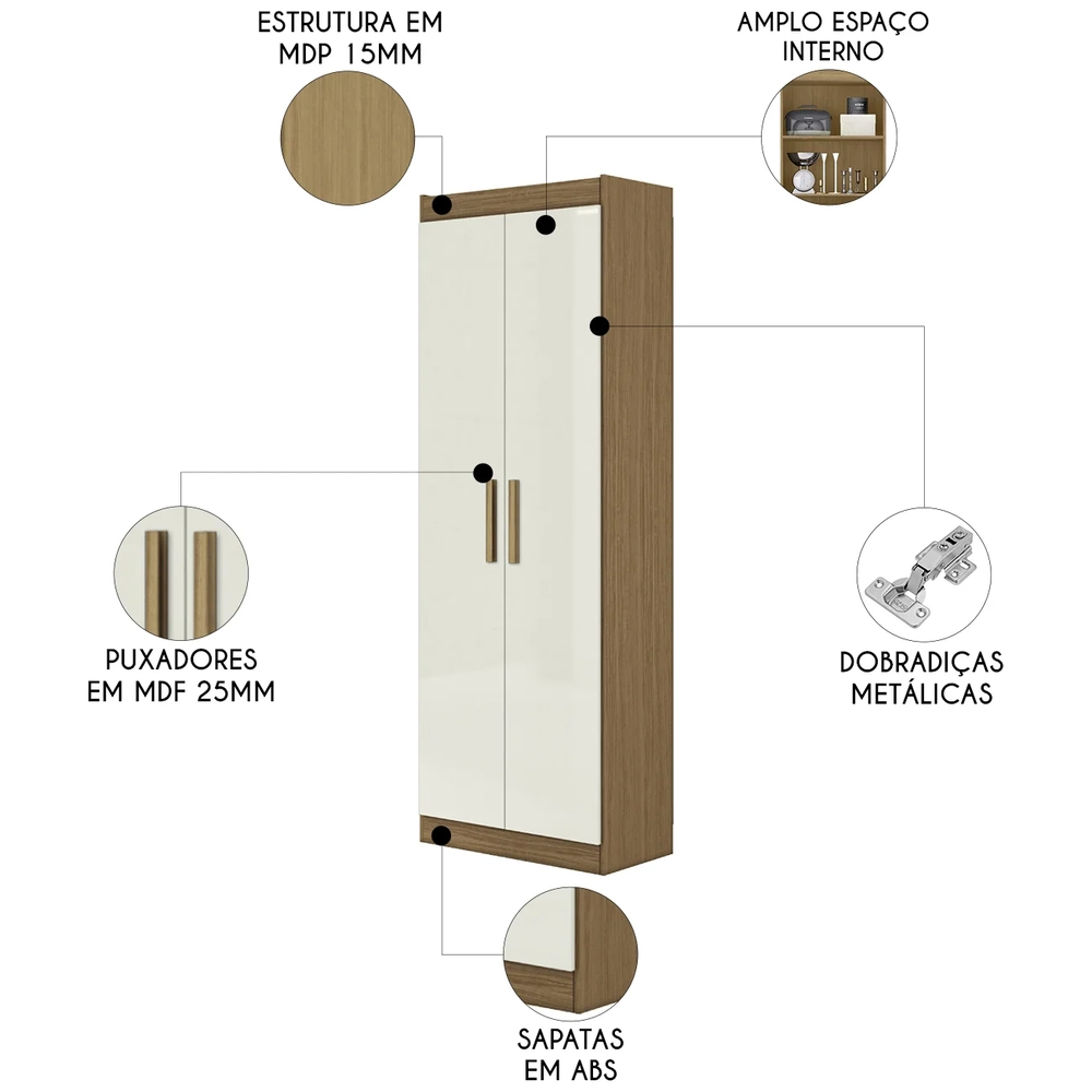 Armário Multiuso Lavanderia 60cm Lorandel Atacama/Off A15  - Mpozenato 
