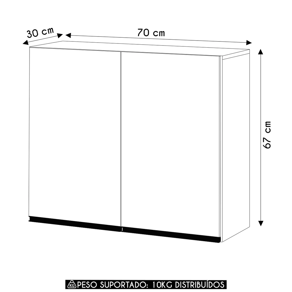 Armário de Cozinha Aéreo 70cm Sirelian Atacama/Branco A15  - Mpozenato 