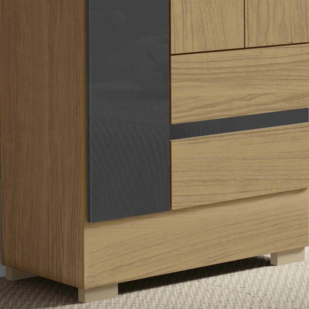 Guarda Roupa Solteiro 76cm 3 Portas Raely Atacama/Grafite A15 - Mpozenato