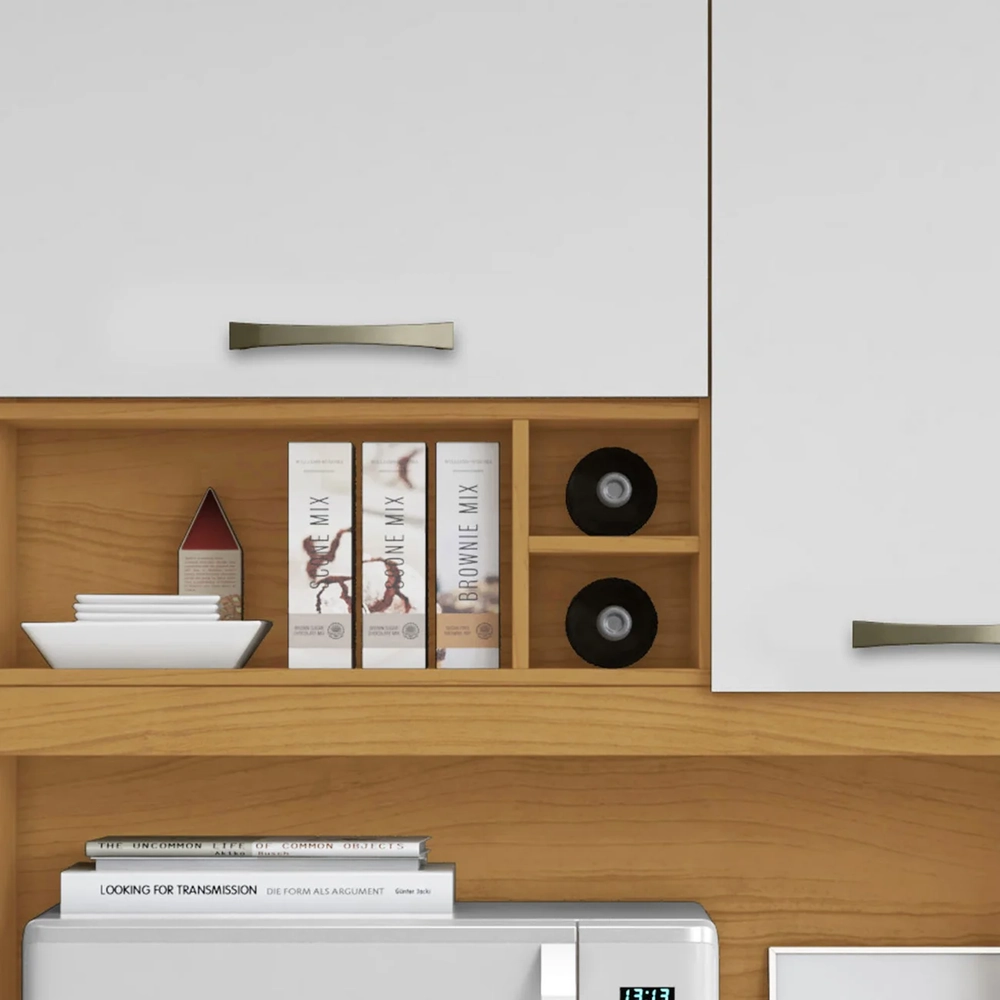 Armário de Cozinha Compacta 91cm Morgan Cinamomo/Branco A15 - Mpozenato