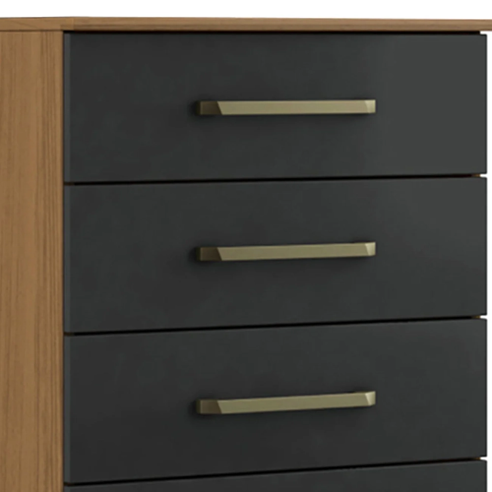 Cômoda Quarto Solteiro 61cm 5 Gavetas Velma Atacama/Grafite A15 - Mpozenato 