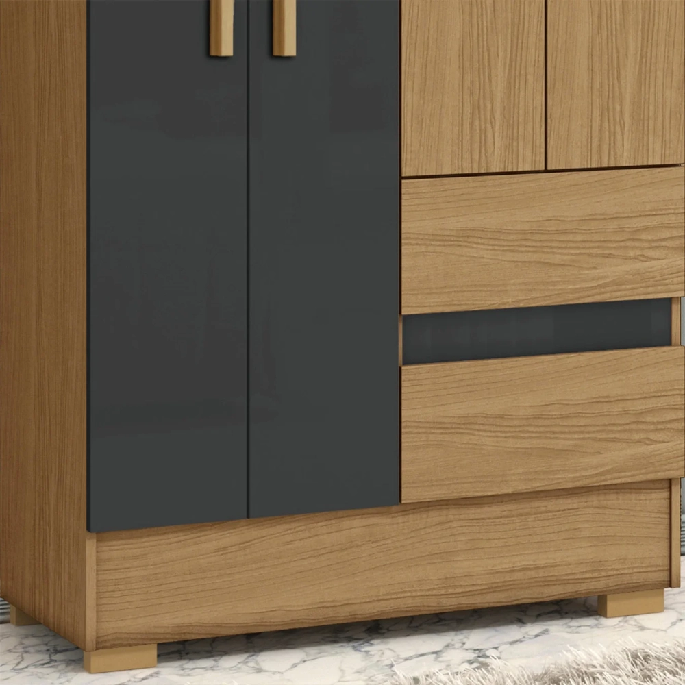 Guarda Roupa Solteiro 100cm 4 Portas Raely Atacama/Grafite A15 - Mpozenato 